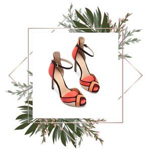 ZARA | Orange,Coral&Black Suede Ankle Strap Heels
